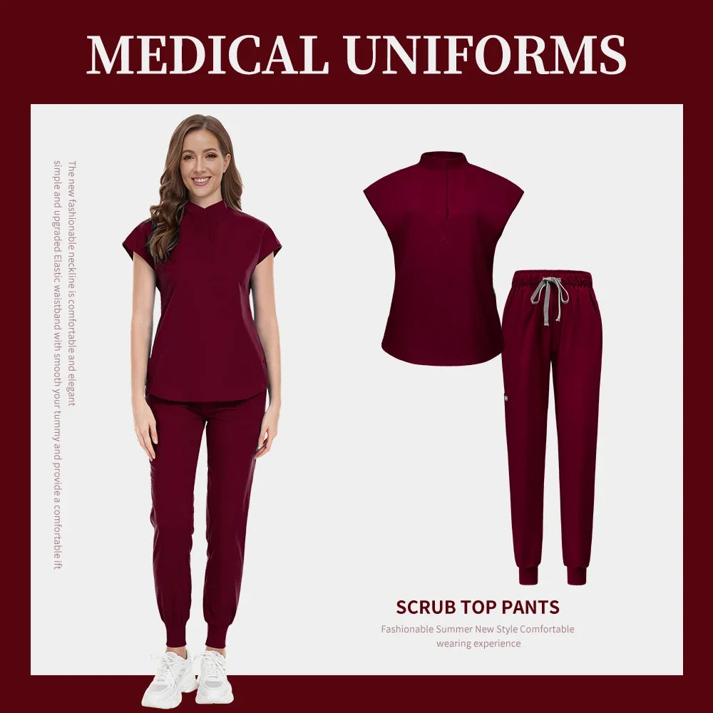 Fashion Scrub Uniforms Sets Beauty Salon Uniform Pet Dental Clinic Doctor Nurse Suits Nursing Scrubs Top Hospital Uniforms Women