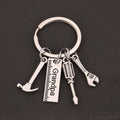 Chic Design Keychains for Dad Father's Day Gift Mini Zinc Alloy Hammer Screwdriver Wrench Tools Set Pendant for Keys Holder Ring