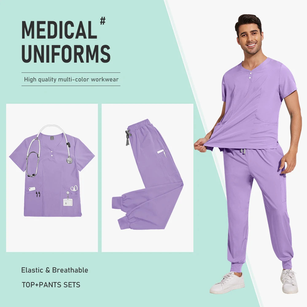 Scrubs Nursing Accessories Medical Surgical Gowns Doctor Nurse Special Scrub Men Solid Color Work Wear Spa Unifroms Women Unisex