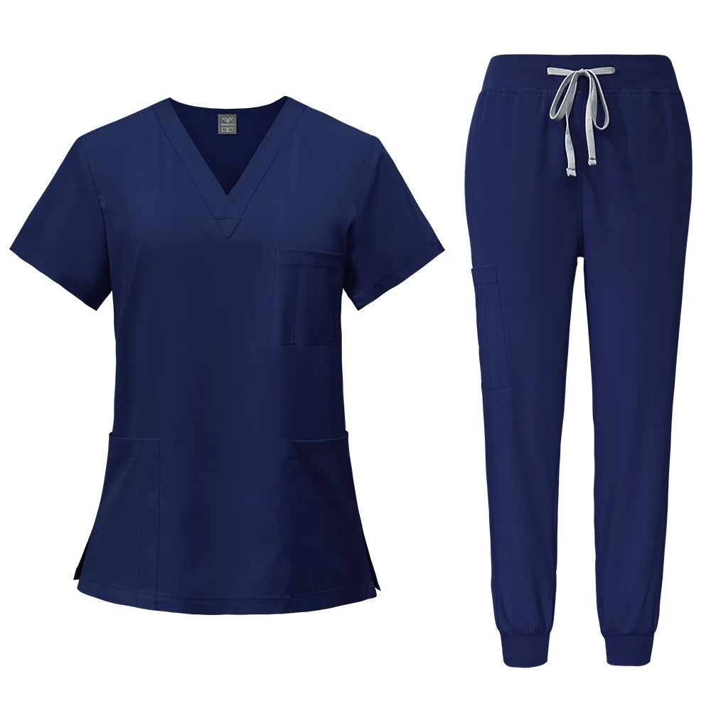 2025 Nurse Uniforms Men Medical Scrub Set Workwear Beauty Clothes Split Suit Short Sleeve Pocket Surgical Uniform Pet Dentist