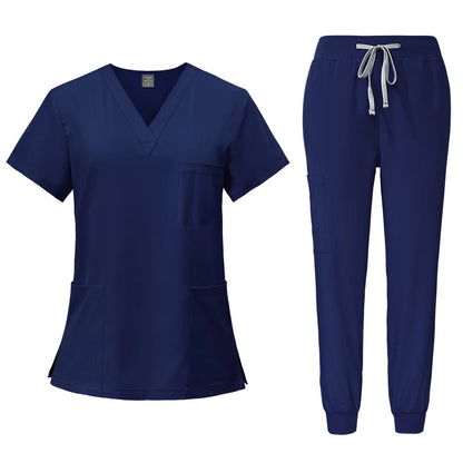 2025 Nurse Uniforms Men Medical Scrub Set Workwear Beauty Clothes Split Suit Short Sleeve Pocket Surgical Uniform Pet Dentist