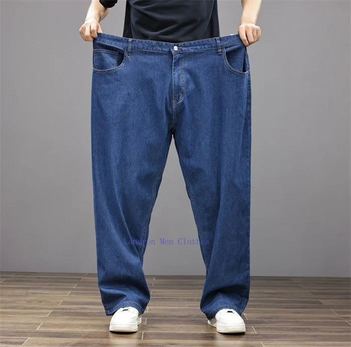 Men Jeans 8XL Summer Thin Straight Wide Leg Plus Size Denim Trousers Large Male Stretched 5XL 6XL 7XL Comfortable Pants