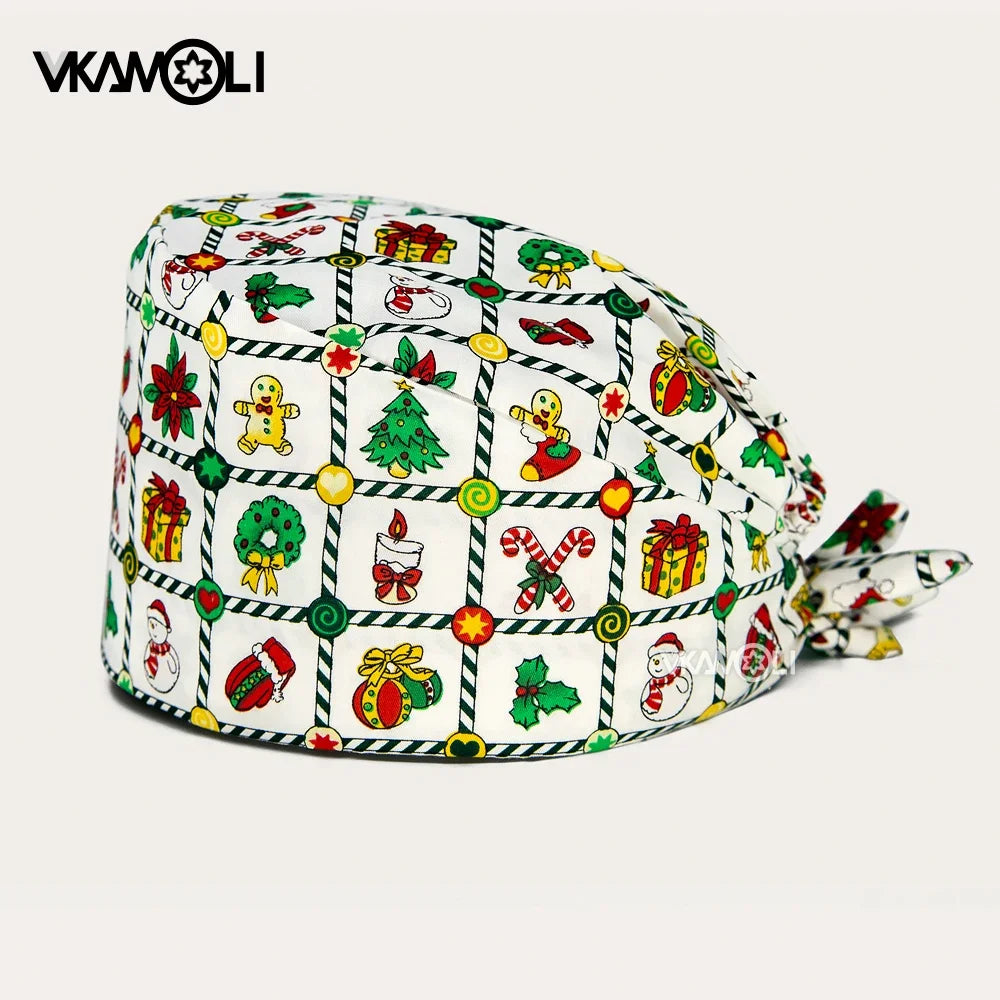 wholesale Cartoon scrub cap Christmas Gift For Doctor nurse New Year Supplies medical accessories Health service work Caps