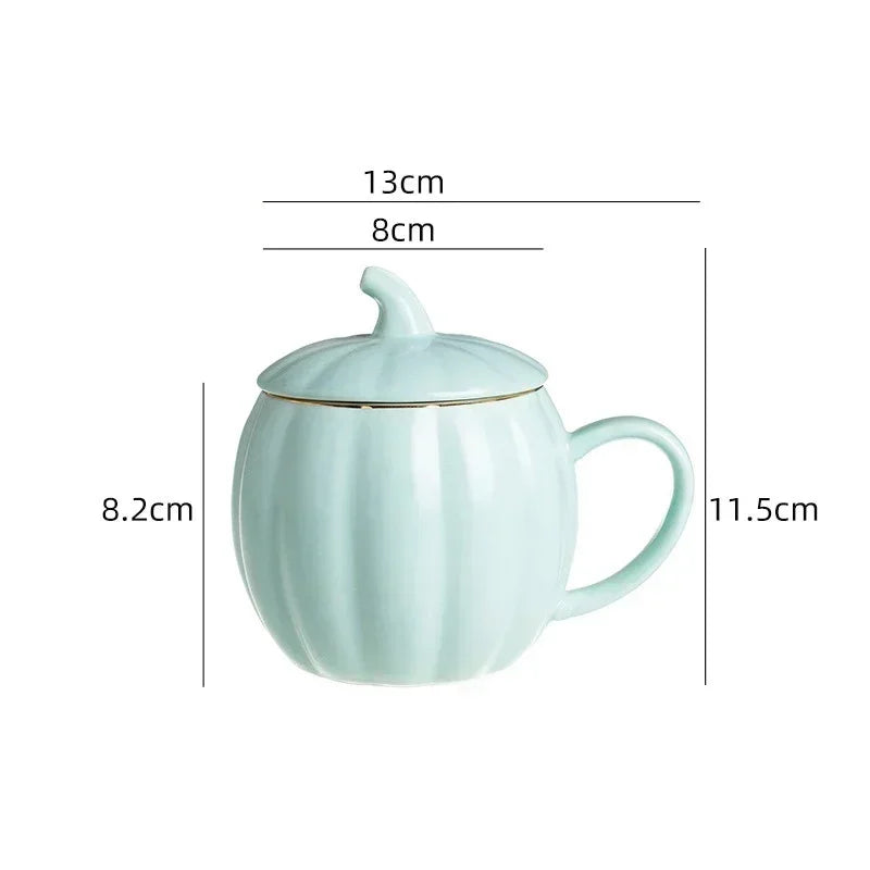 Multicolored Pumpkin Breakfast Mug Household Water Cup Ceramic Coffee Cups with Lid High Beauty Couple Oat Mugs Drinkware