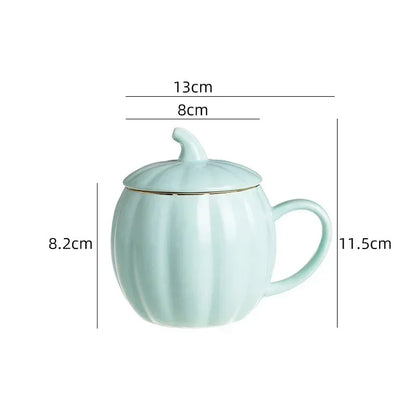 Multicolored Pumpkin Breakfast Mug Household Water Cup Ceramic Coffee Cups with Lid High Beauty Couple Oat Mugs Drinkware