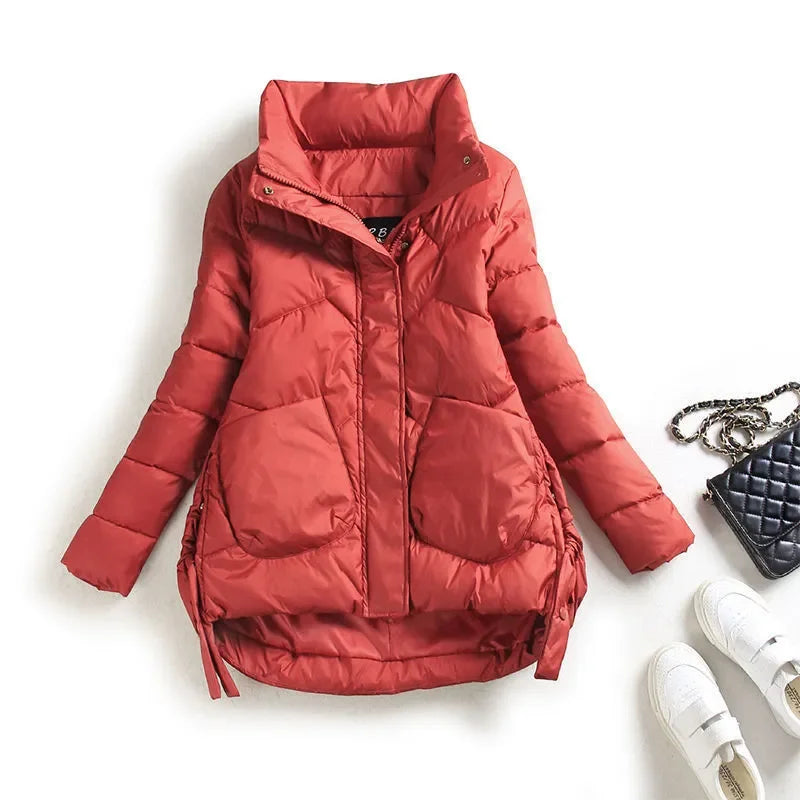 Winter Warm Coat Women's Fashion New Solid Color Hood Filled Down Cotton Coat Women's Clothing Winter Jacket Women