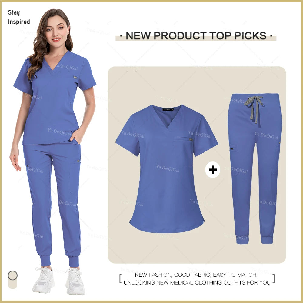 New Nurse Uniforms Women Men Casual Jogger Pants Set Pharmacy Work Clothes Medical Hospital Doctor Nursing Uniform High-end Suit