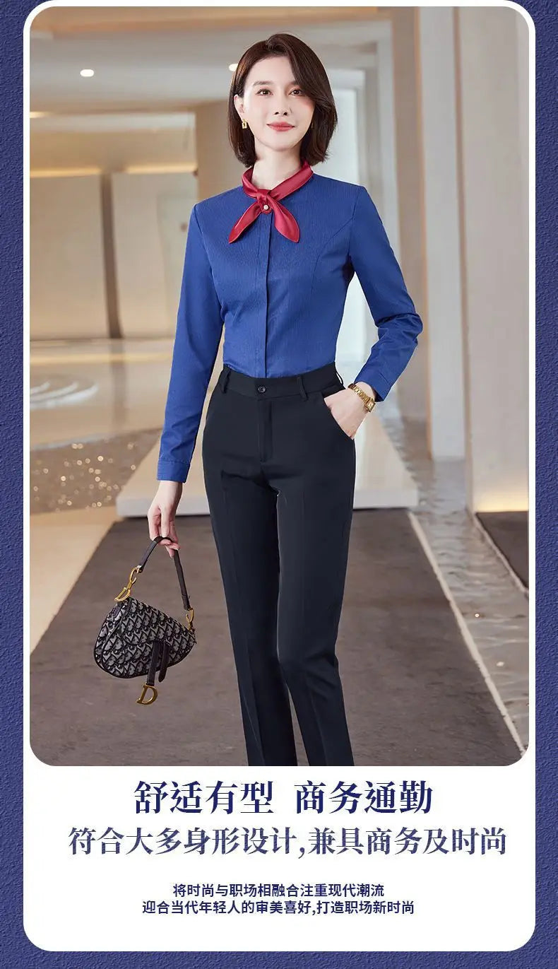 Women's Business Pants - Slim-Fit High-Waisted Office Work Trousers