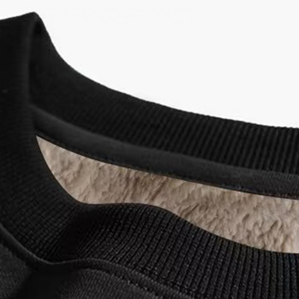 Winter Man Warm Fleece Lined T Shirt Thick O Neck Solid Color Basic Pullover Sweatshirt Thermal Underwear Tops Clothing For Men