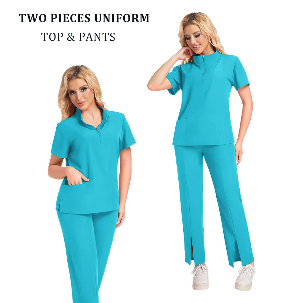 Surgical Uniforms Woman Scrub Set Medical Nurse Beauty Salon Workwear Clinical Scrubs Top Pants Spa Doctor Nursing Clinical Suit