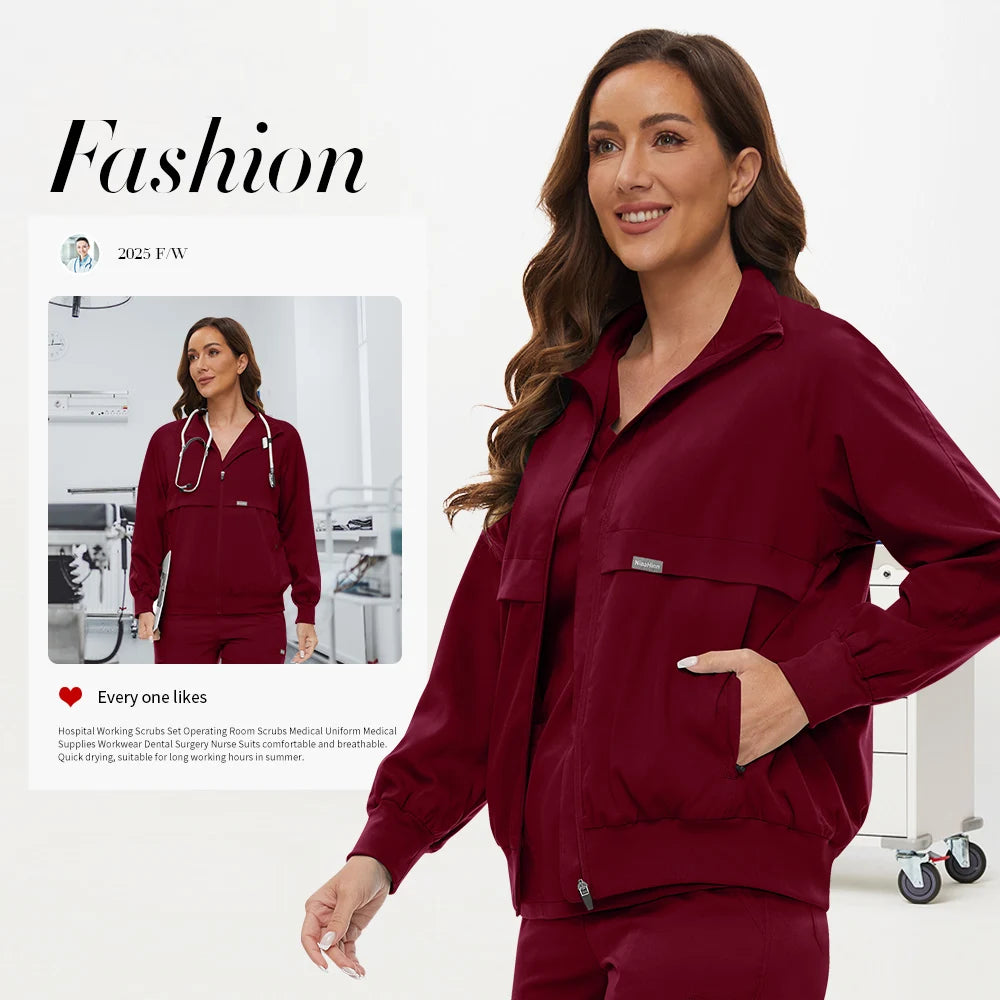 Clinical Jacket Medical Uniforms Women Hospital Pet Grooming Workwear Surgery Coat Doctor Costume Unisex Nurse Surgical Jackets