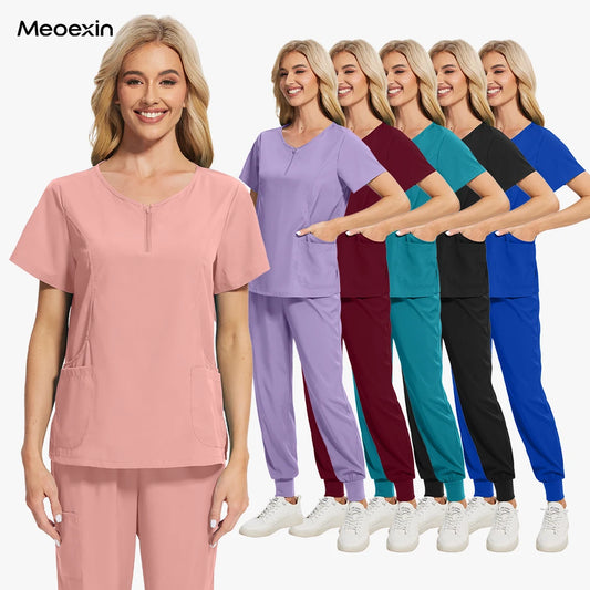 Scrub Sets Uniform Women Joggers Nurse Accessories Elastic Breathable Surgical Uniforms Beauty Salon Lab Coat Pharmacy Work Wear