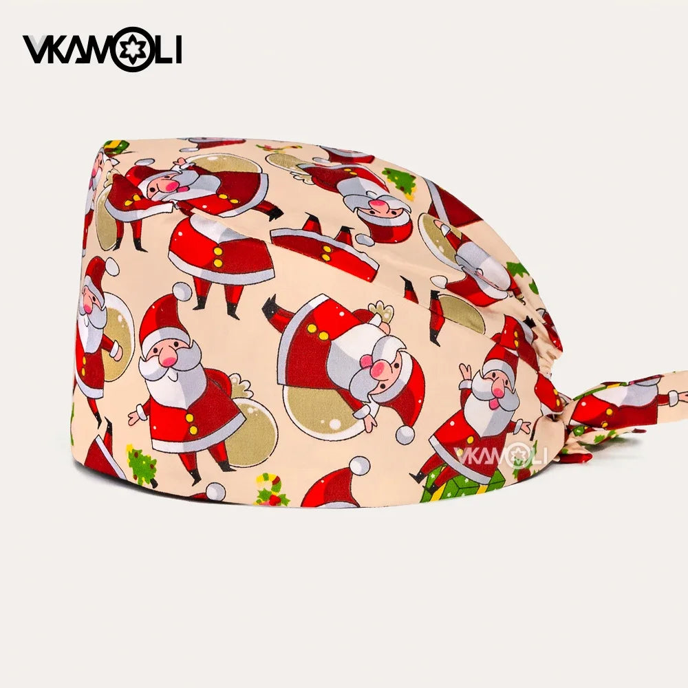 wholesale Cartoon scrub cap Christmas Gift For Doctor nurse New Year Supplies medical accessories Health service work Caps
