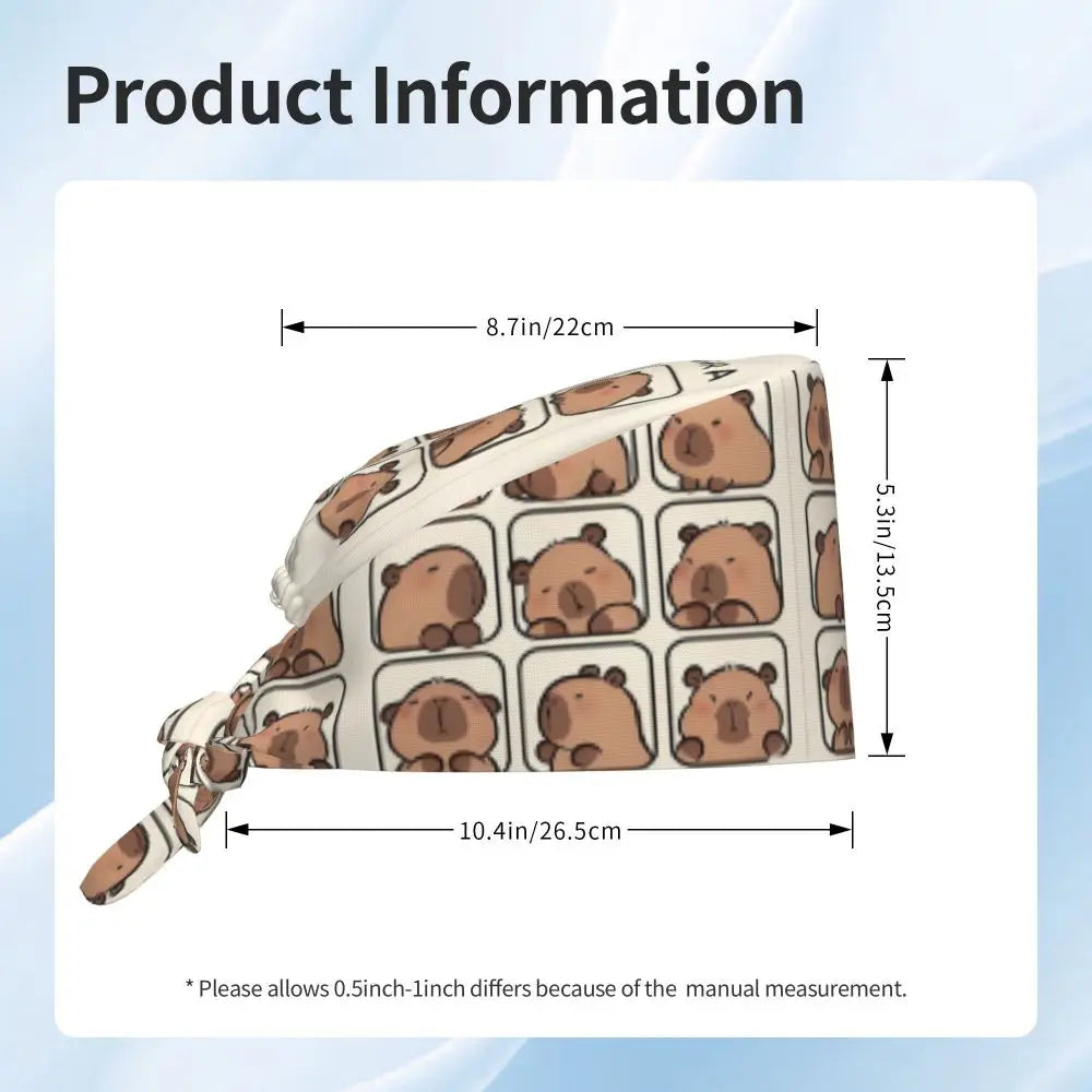 Custom Cartoon Capybara Medical Staff Scrubs Hat Women Men Comic Doctor Nursing Surgical Cap Scrub Caps