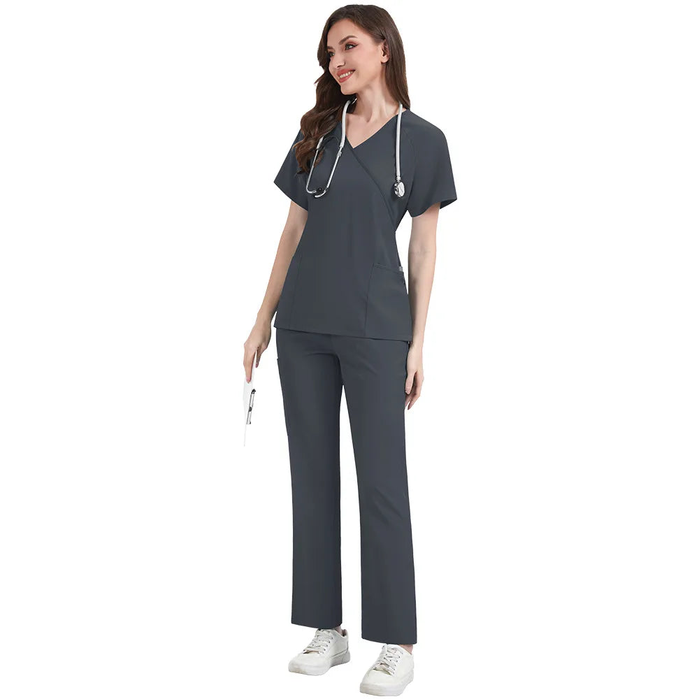 Slim Fit Women Scrubs Sets Hospital Medical Uniforms Nurses Accessories Dental Clinic Beauty Salon Spa Pet Lab Workwear Clothes
