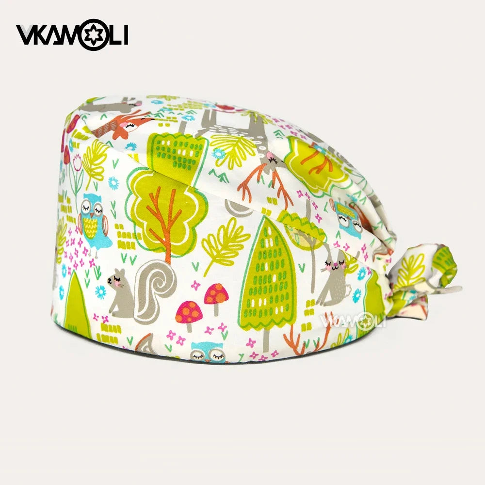 Fashion leopard print Scrubs hat accesorios medicos scrub caps Health service Workers cap nurse accessories surgery cap women