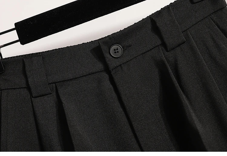 Plus Size Pants For Women Spring Summer 2025 New Korean Fashion High Waist Suit Pants Women Gray Or Black Casual Trousers Female