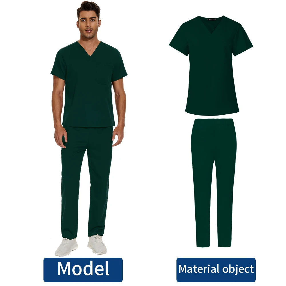 Men's Scrubs Medical Uniform Lab Set Male Wholesale Clinic Hospital Doctor Overalls V-neck Fashion Scrub Pharmacy Nurse Clothes