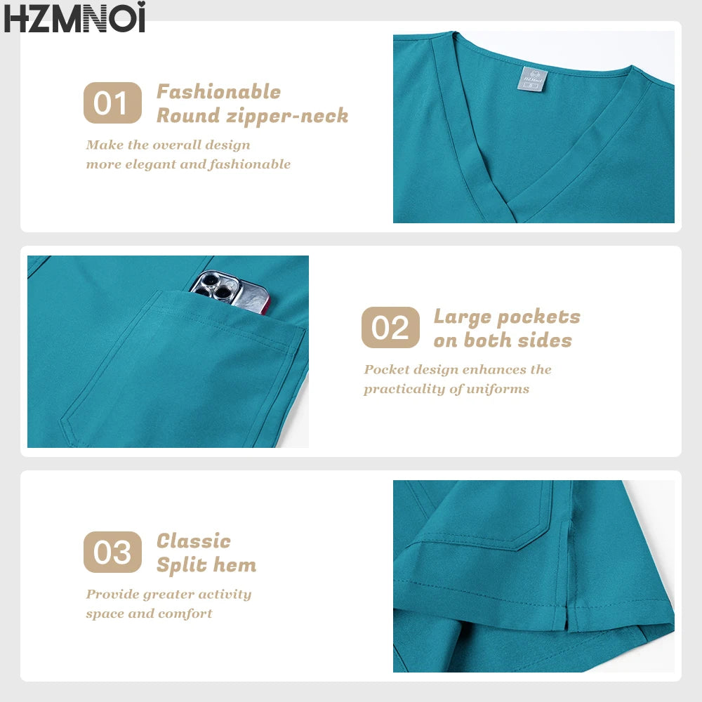 Medical Uniforms Scrubs Sets Women Hospital Surgical Uniforms Short Sleeve Top Pant Nursing Accessories Doctors Clothes Workwear