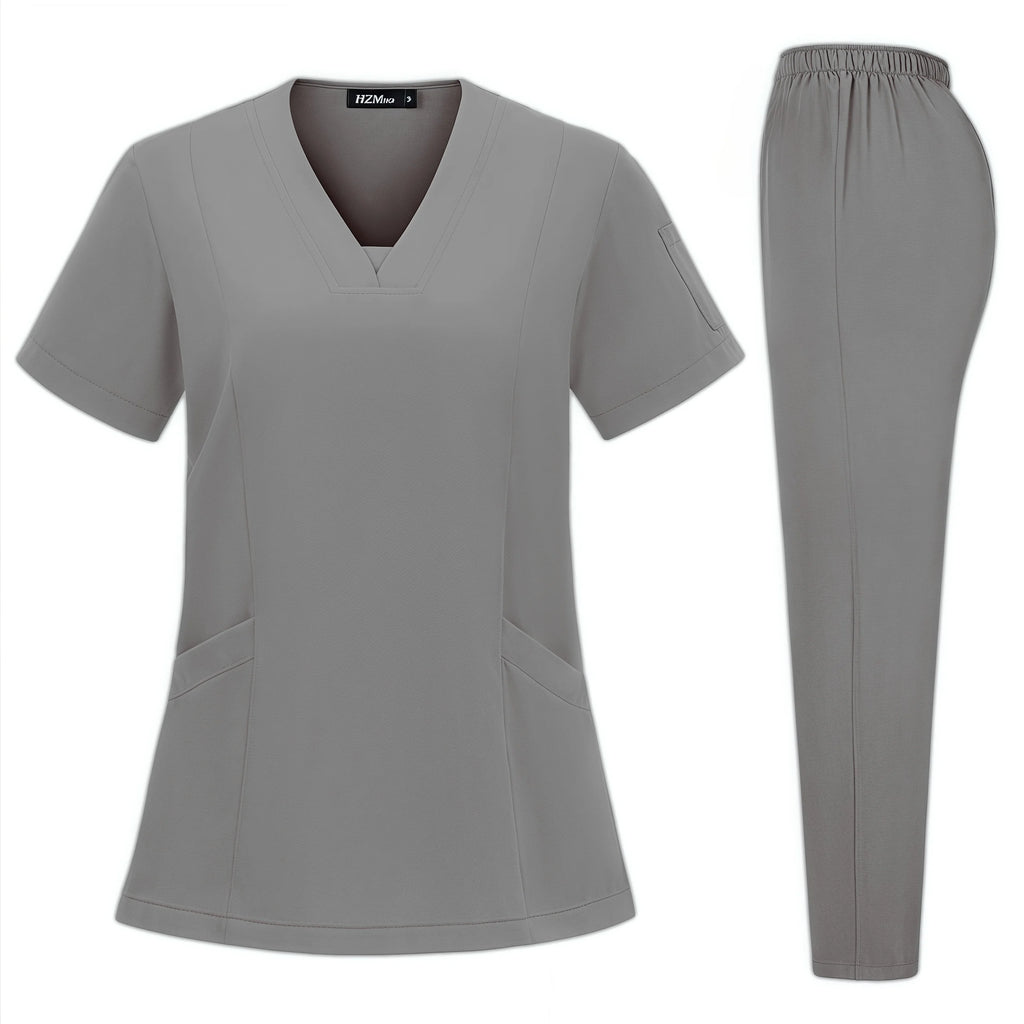 High Quality Hospital Scrubs Uniform Set Nurse Polyester Spandex Stretch Women Scrub Sets Uniforms Nursing Men Medical Scrubs