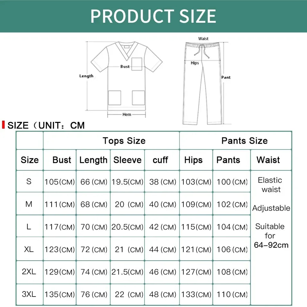 Nursing Scrubs Set High-quality Anti-Wrinkle Thick Medical Surgical Uniforms Hospital Tops Pants Doctor Nurse Uniforms Men Women