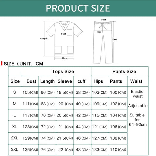Nursing Scrubs Set High-quality Anti-Wrinkle Thick Medical Surgical Uniforms Hospital Tops Pants Doctor Nurse Uniforms Men Women