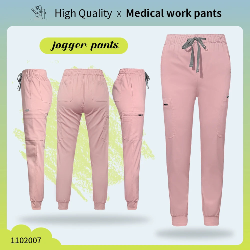 Solid Color Jogger Pants Stretch Medical Pants Dental Clinic Scrub Trousers Comfortable Veterinary Operating Room Scrubs Bottoms