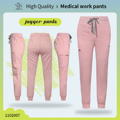 Solid Color Jogger Pants Stretch Medical Pants Dental Clinic Scrub Trousers Comfortable Veterinary Operating Room Scrubs Bottoms