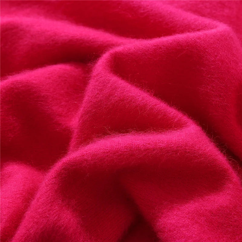 Autumn Winter Sweater Pullover Women's Clothing 100% Mink Cashmere Sweater Pullover O-Neck Basic Long Sleeve Warm Fleece Knitted