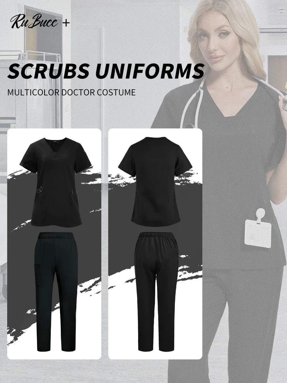 Pet Grooming Institutions Scrub Set Unisex V-Neck Beauty Salon Work Clothes Spa Uniforms Dentistry Surgical Scrub Tops Pants Set