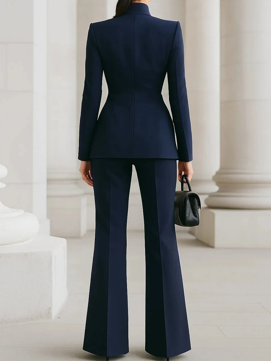 Women Suit 2 Pieces White Single Button Solid Slim For Wedding Business Work Office Daily Commute Casual Set Blazer And Pants
