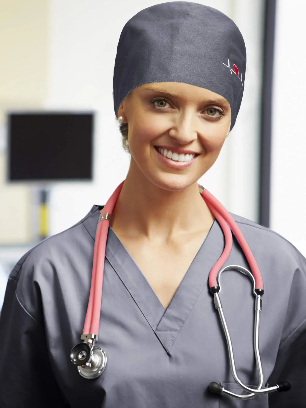 Solid color scrub cap with button pet grooming working Caps surgical cap Lab work hat womens Scrub hats nurse accessories
