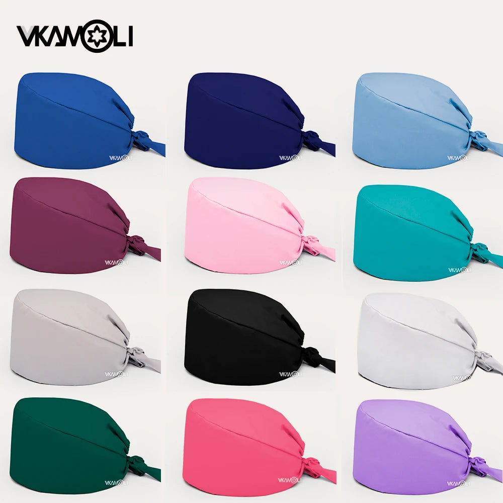 Solid color scrubs caps Pet Grooming Agency Work Scrubs Beauty Work Hats