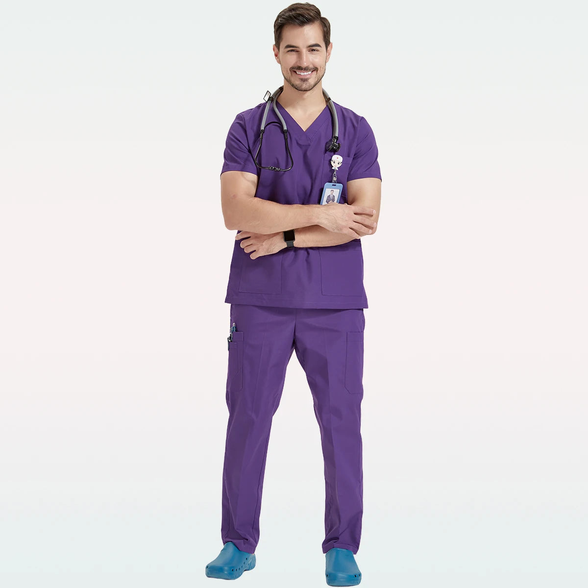 Men's Medical Scrubs Sets Hospital Nursing Uniforms Breathable Sanitary Clinical Aesthetic Nurse Suits Doctor Workwear 8020-02