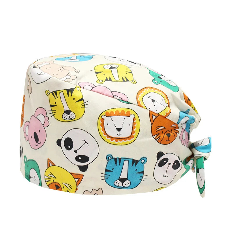 LONG HAIR Scrub Caps Surgical Medical Hats Cotton Nursing Caps Breathable Bouffant Healthcare Chef Pediatric Veterinary Hats M81