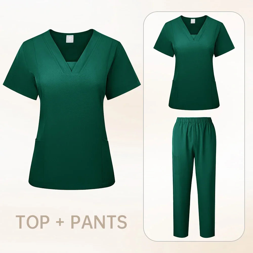 Pet Grooming Institution Scrubs Set High Quality Spa Uniforms Unisex V-Neck Work Clothes Medical Suits Clothes Scrubs Tops Pants
