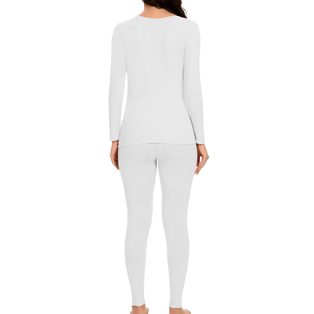Plus Size Winter Thermal Underwear Suits Women's Long-Sleeved Tops Pants 2PCS Soft Comfortable Ladies Layer Clothing 6 Color