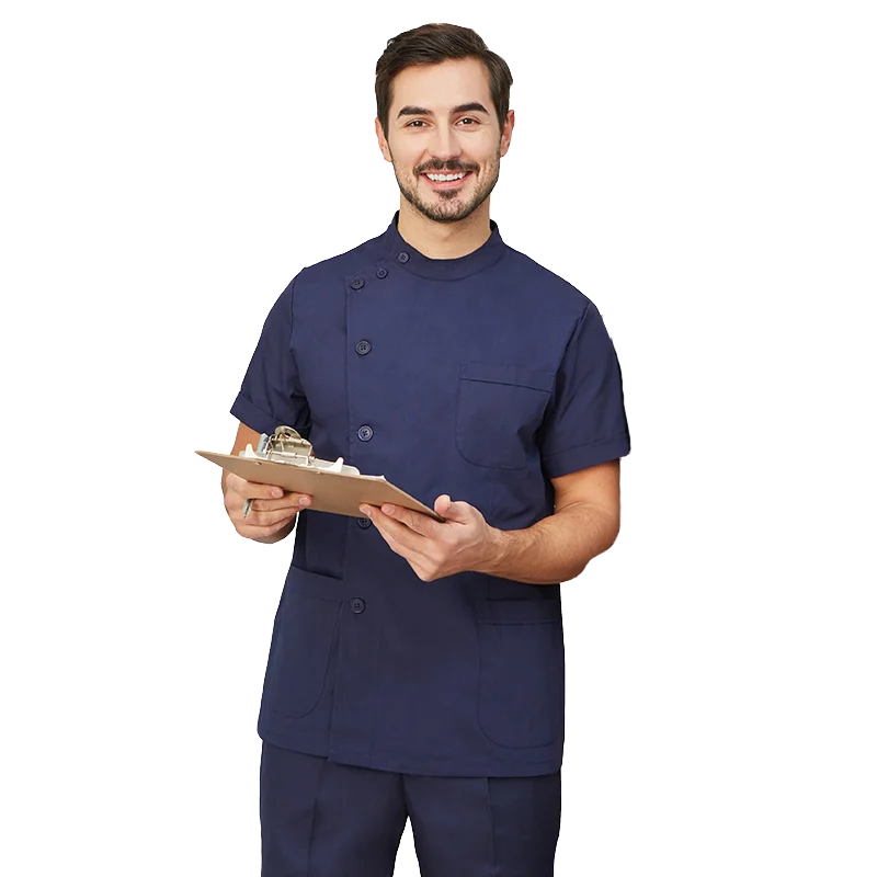 Clearance Scrub Set Uniform Solid Color Workwear Scrubs Uniforms Round Neck Women Men Working Suit Beautician Outfit Top Pant