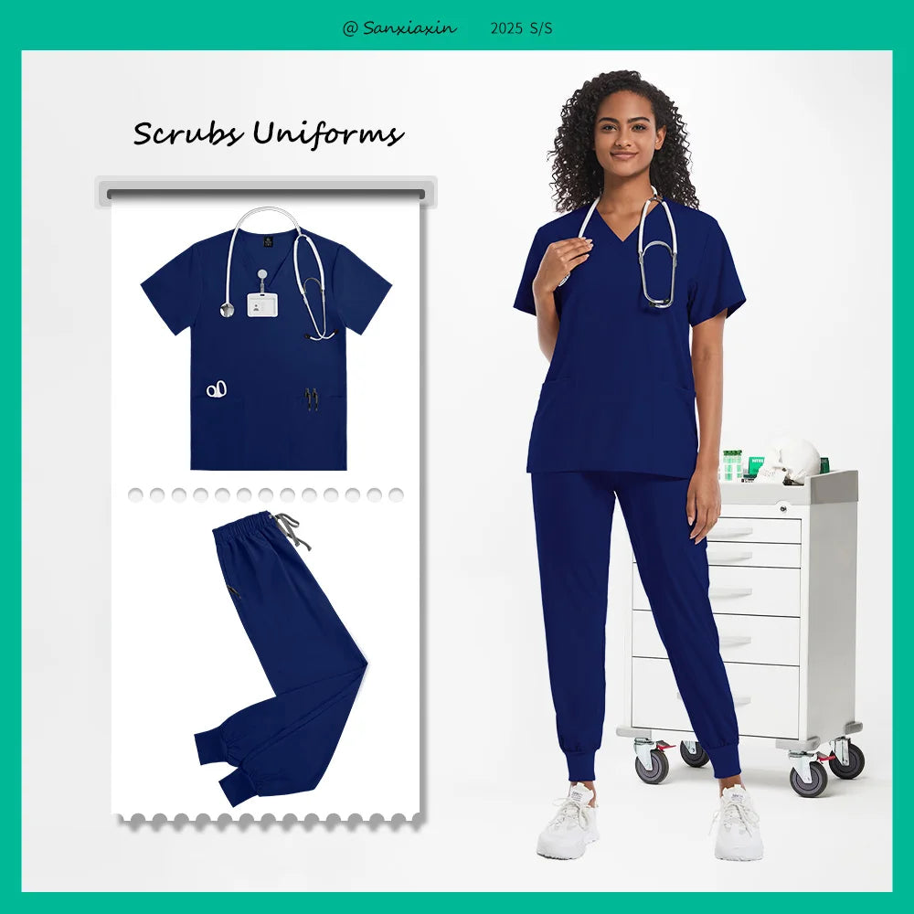 Hospital Scrubs Sets Doctor Nursing Uniform Suit for Male Female Dental Clinic Supplies Nurse Uniforms Women Medical Accessories