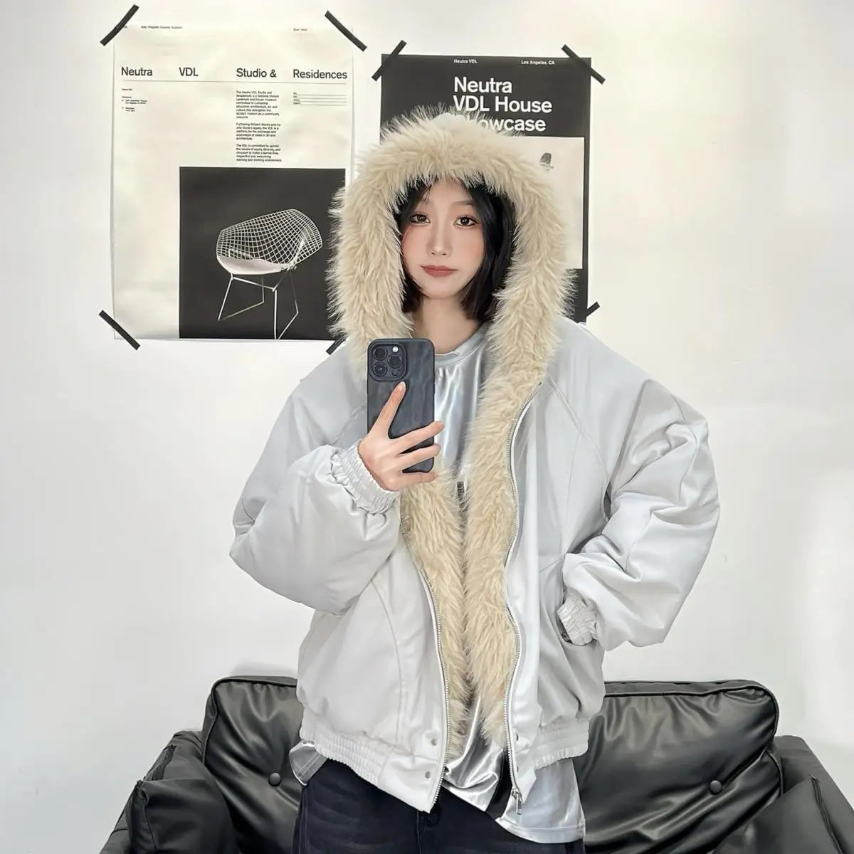 Winter Warm Jacket New High Street Fur Collar Hooded Women's American High-end Sense Versatile Korean Version Coat Trend