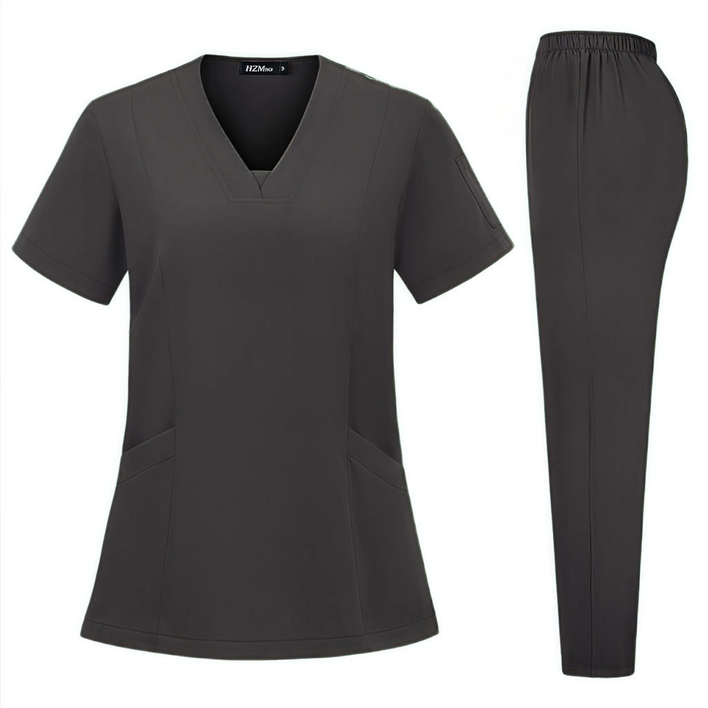 High Quality Hospital Scrubs Uniform Set Nurse Polyester Spandex Stretch Women Scrub Sets Uniforms Nursing Men Medical Scrubs