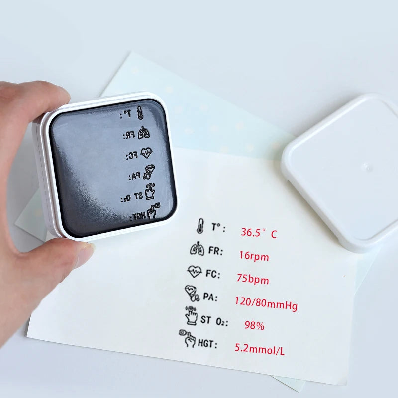 Nurse Stamp Daily Vital Sign Monitoring For Routine Patient Health Check Recording Heart Rate Blood Pressure Oxygen Saturation