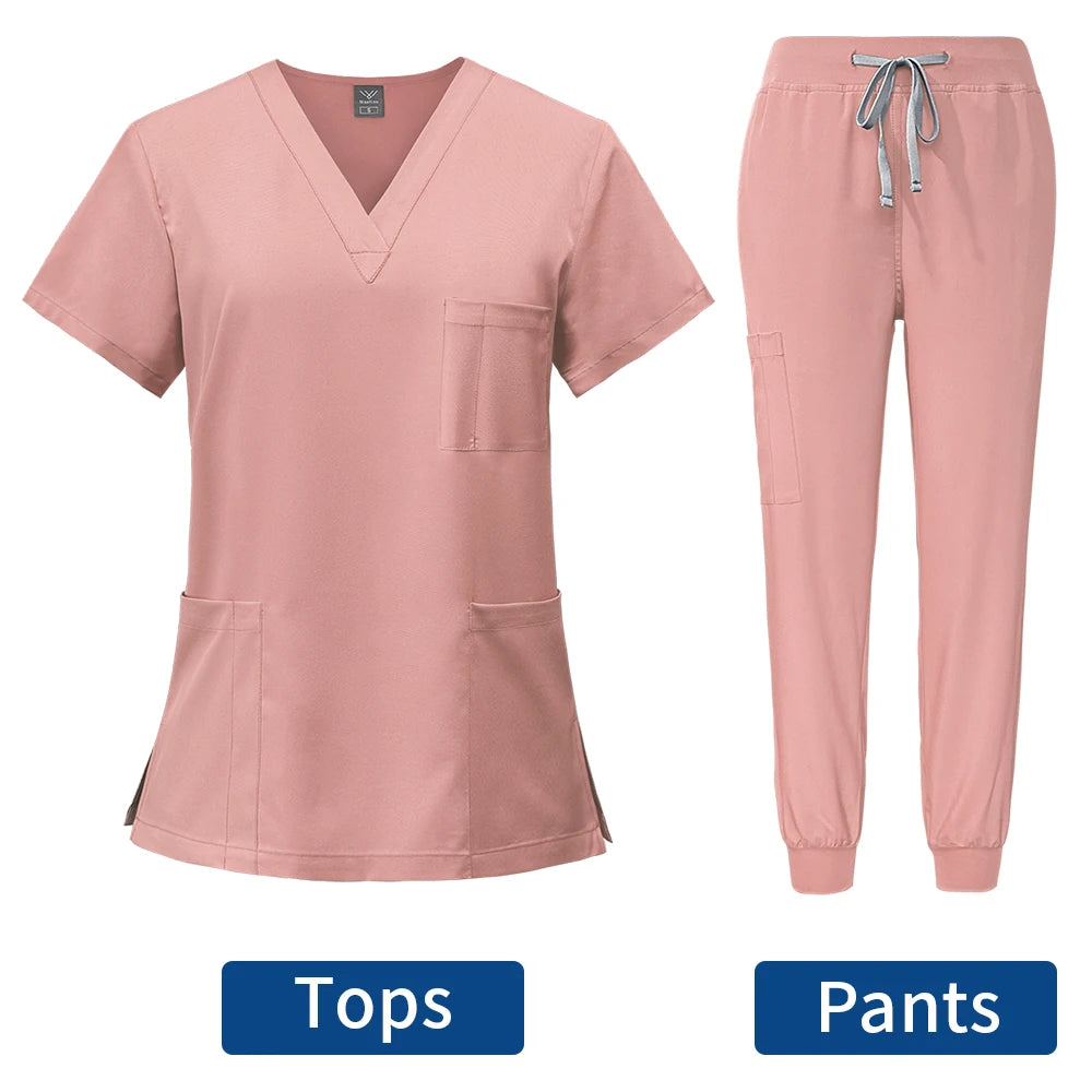 Slim Fit Medical Scrubs Uniform Women Scrub Sets Nursing Accessories Hospital Surgery Gowns Dental Clinic Beauty Salon Workwear