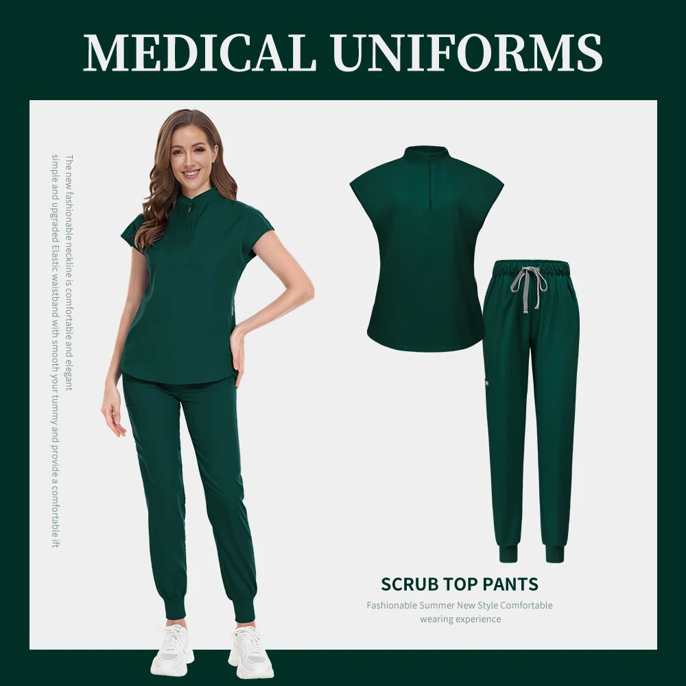 Fashion Scrub Uniforms Sets Beauty Salon Uniform Pet Dental Clinic Doctor Nurse Suits Nursing Scrubs Top Hospital Uniforms Women