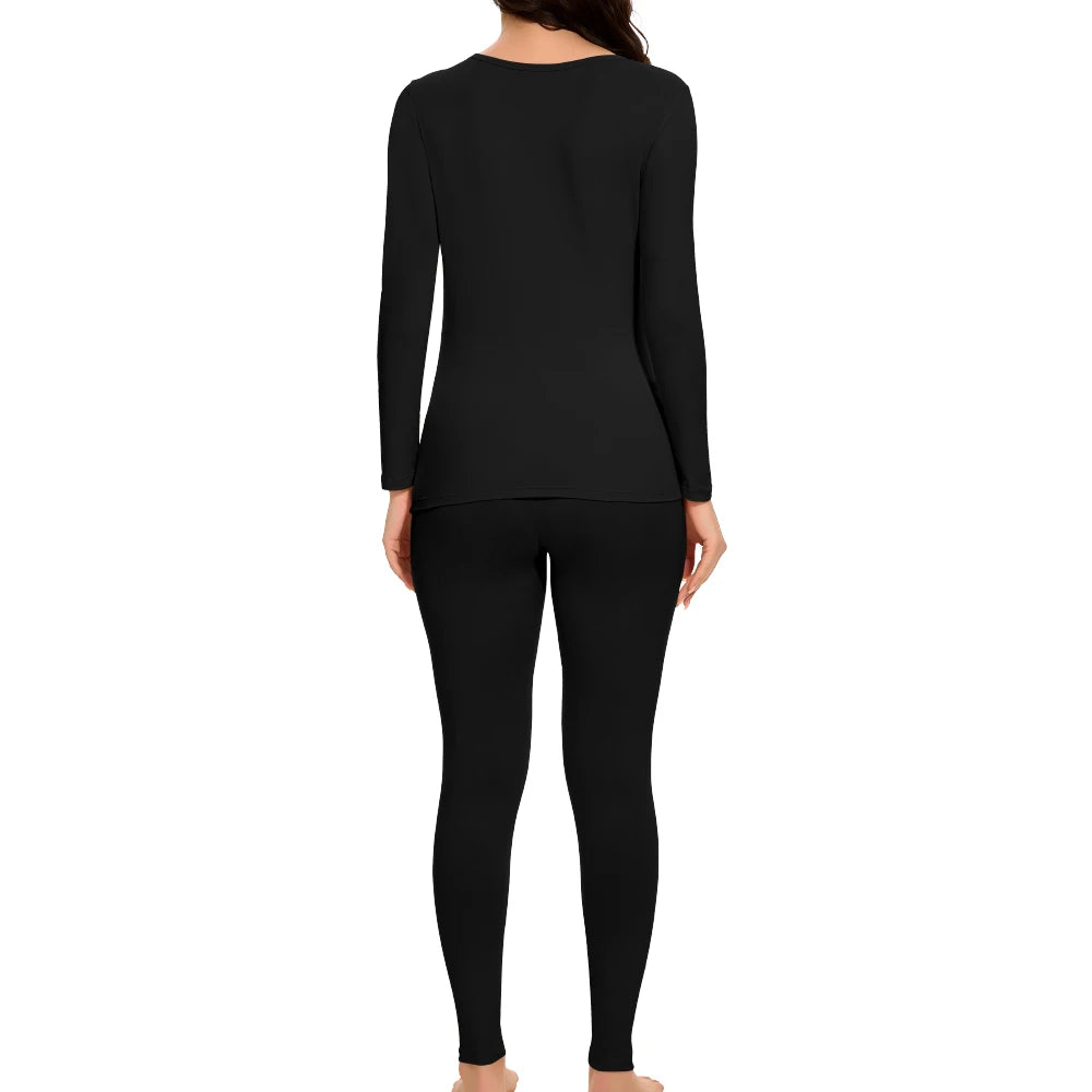 Plus Size Winter Thermal Underwear Suits Women's Long-Sleeved Tops Pants 2PCS Soft Comfortable Ladies Layer Clothing 6 Color