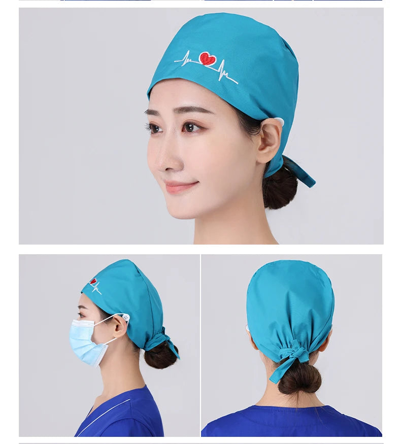 Solid color scrubs caps with button Pet Grooming Agency Work Scrubs Beauty Work Hats Lab nursing scrubs cap gorro enfermera