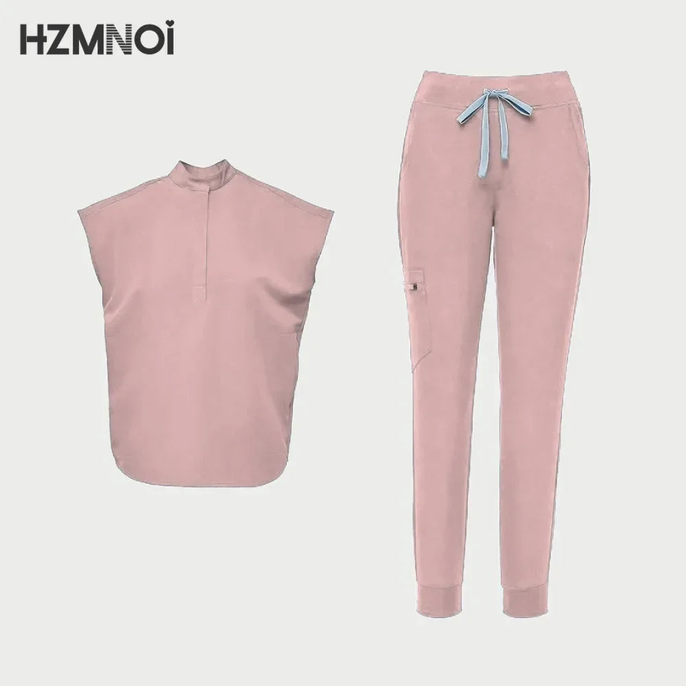 Scrub Sets Nurse Surgical Uniform Women Summer Slim Comfortable Oral Doctor Work Wear Short Sleeve Sets Operating Room Clothes