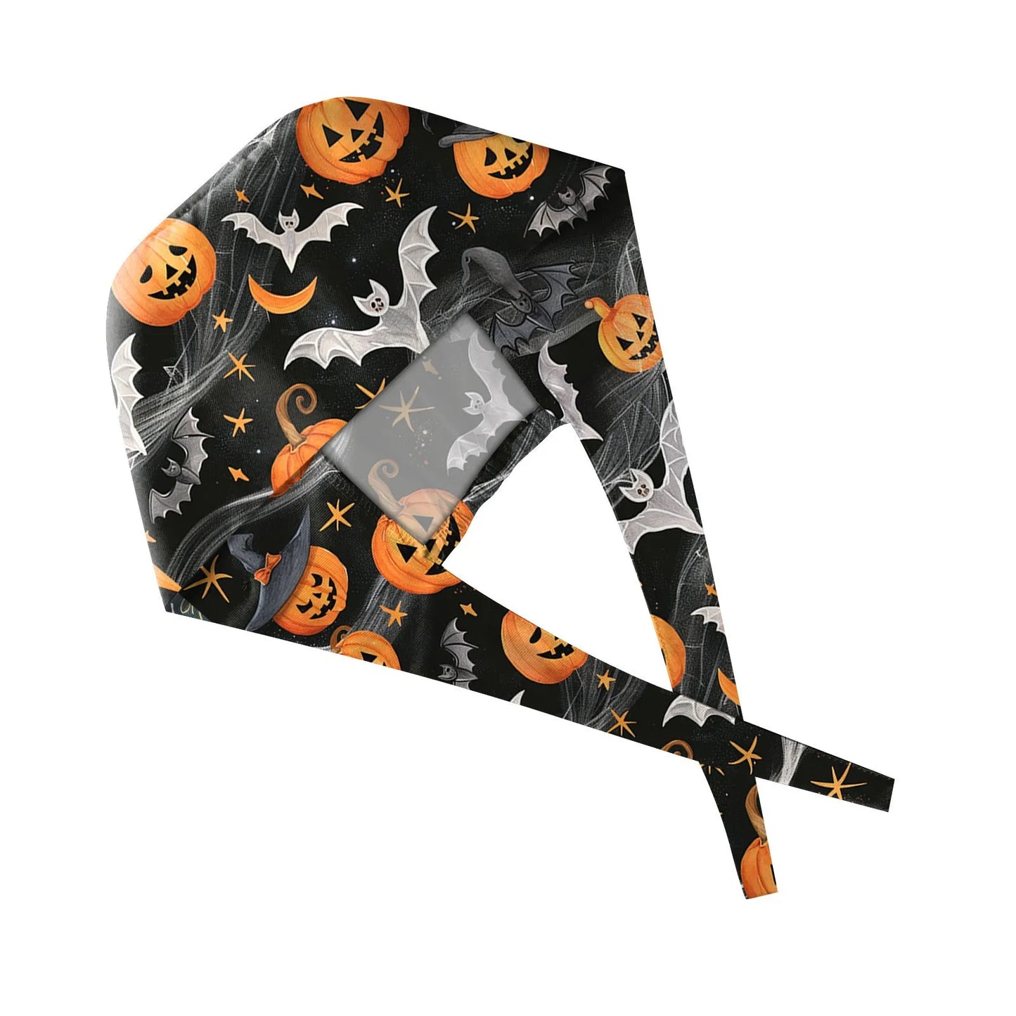 Halloween Cartoon Printing Scrubs Caps Hat Women Nurse Cap Pet Clinic Work Hat Scrub Hats Festive Accessories Nurse Hat