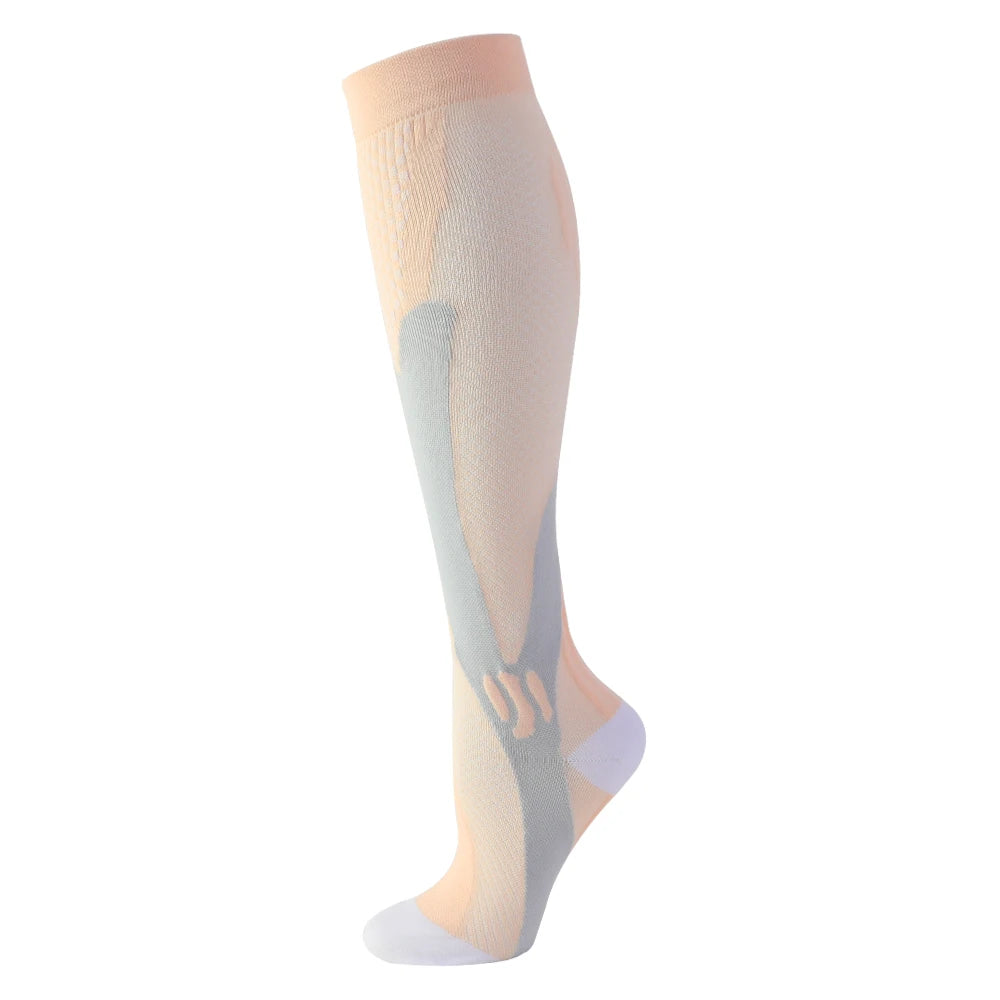 Compression Stockings Blood Circulation Promotion Slimming Compression Socks Anti-Fatigue Comfortable Solid Color Socks