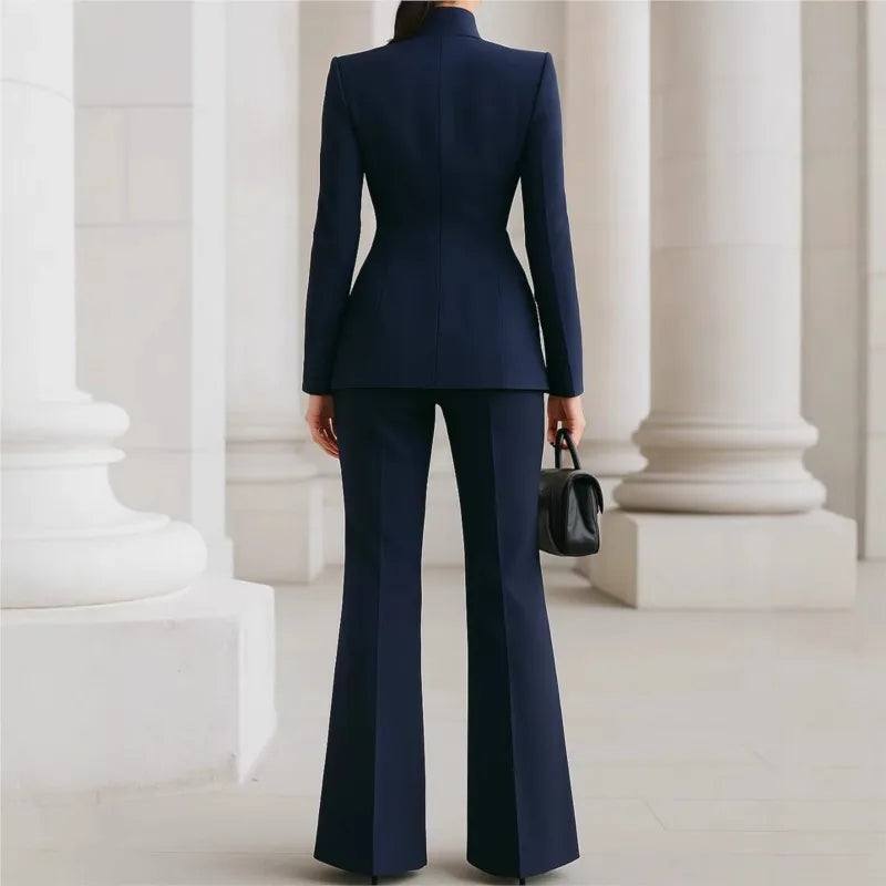 Women Suit 2 Pieces White Single Button Solid Slim For Wedding Business Work Office Daily Commute Casual Set Blazer And Pants